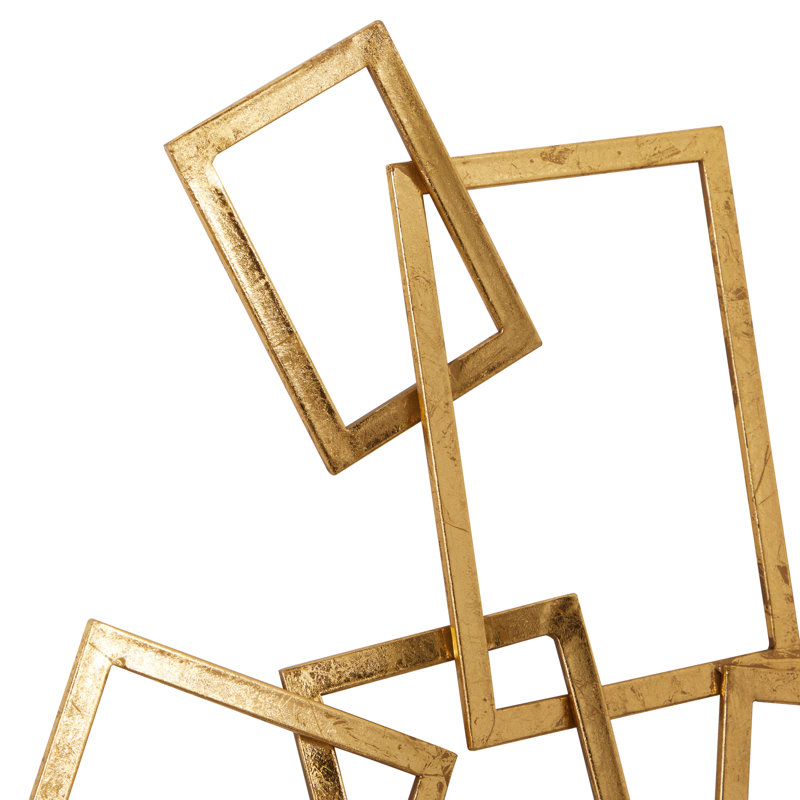 CosmoLiving by Cosmopolitan Gold Metal Overlapping Rectangles Geometric Wall Decor 30" x 2" x 22"