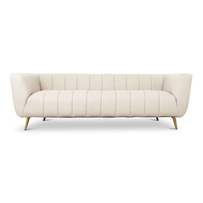 LaMattina Genuine Italian Leather Channel Tufted Sofa