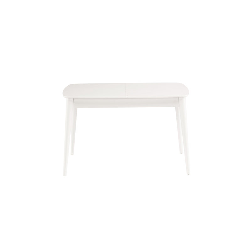 Ballentine Extendable Beech Solid Wood Base Dining Table, White, White