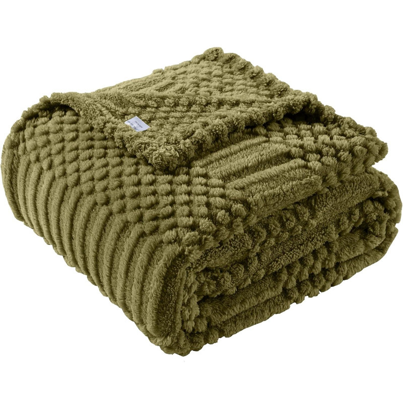 Plaid en molleton doux et moelleux vert, couverture esthétique toutes saisons mignonnes pour canapé, fauteuil et lit