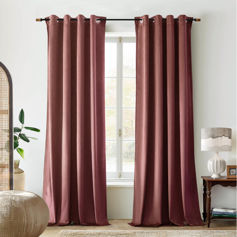 Ensemble de 2 rideaux obscurcissants en velours, Vieux rose, L 52 po x L 96 po