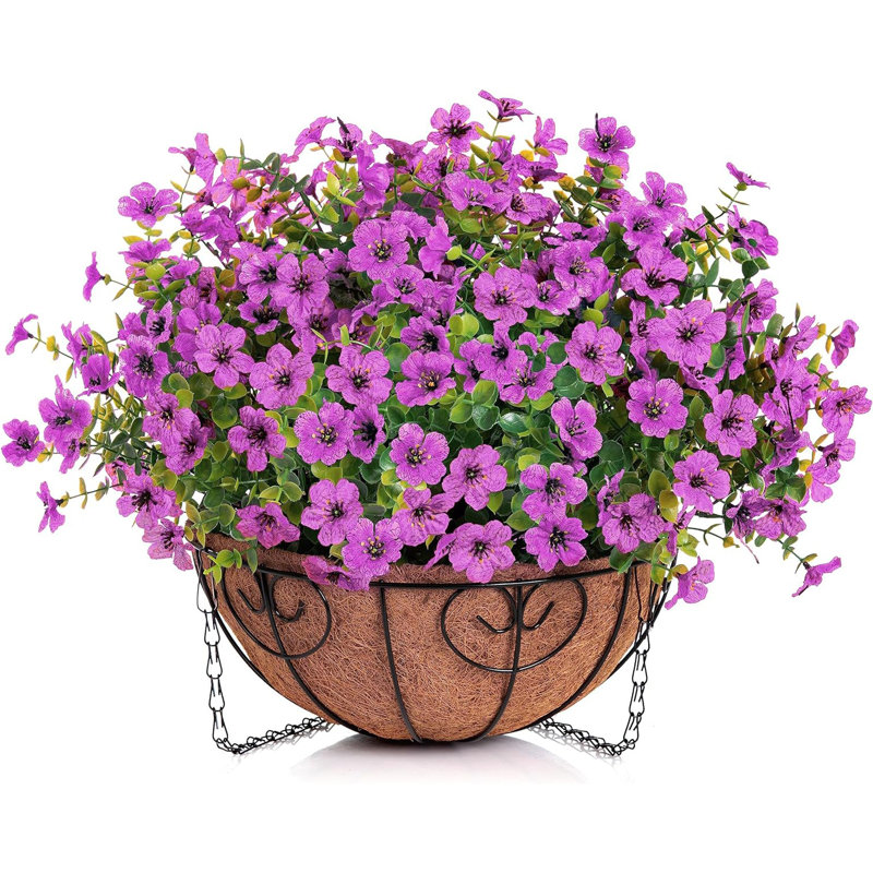 Panier de fleurs artificielles artificielles pour l'été, Mauve