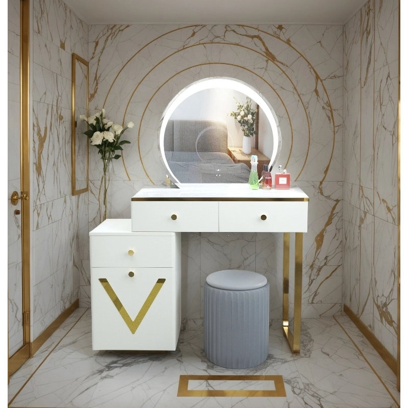 Meuble-lavabo avec miroir et tabouret Suzie