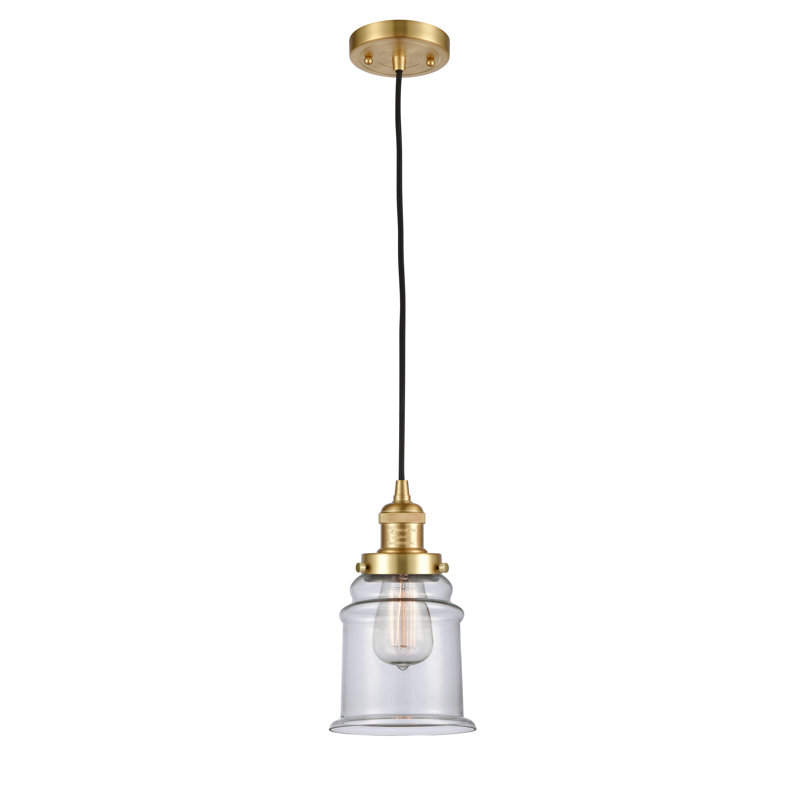 Luminaire suspendu en forme de cloche à 1 lumière Galaviz, Transparent, Or satiné