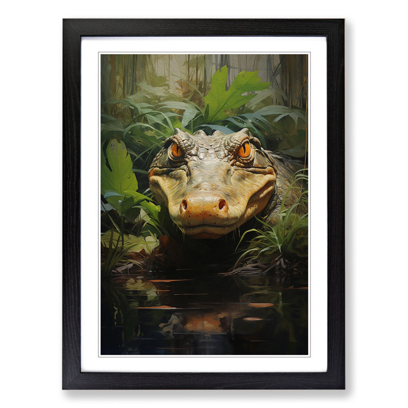 Alligator Contemporary - Framed Print, 46cm H x 34cm W x 2cm D, Black