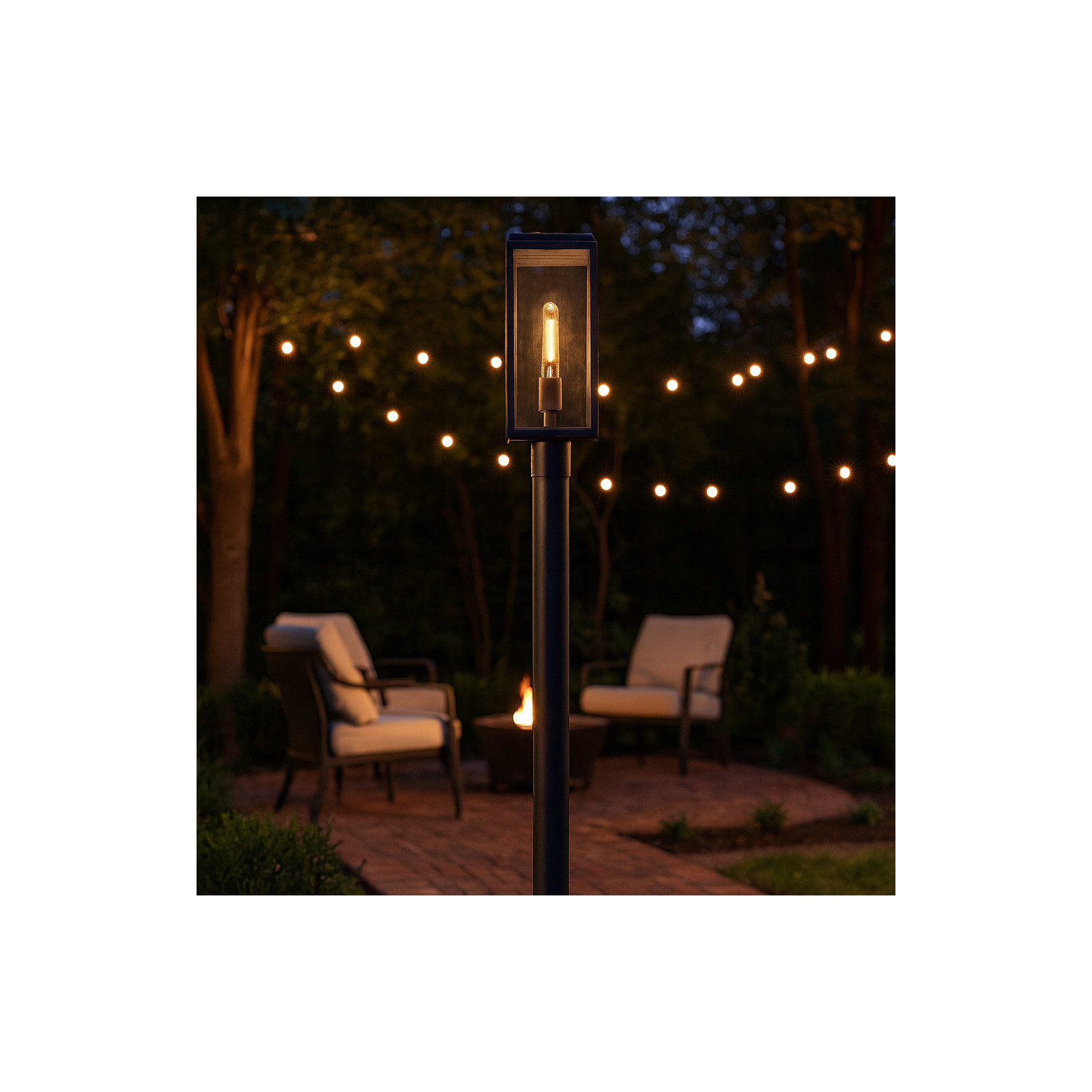 Caliana Transparent Outdoor Lantern Head, Black, 19.25" H x 8.75" W x 8.75" D