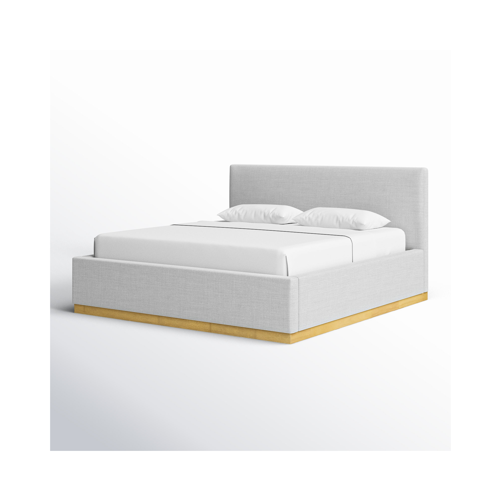 Delpha Grounded Upholstered Wood Base Bed, King, Stone Gray