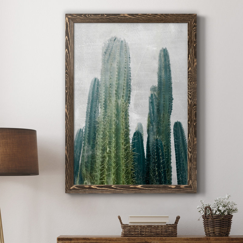 Aruba Cacti I - cadre photo, impression sur toile, H 31,5 po x l 23,5 po x P 1,5 po, Noyer