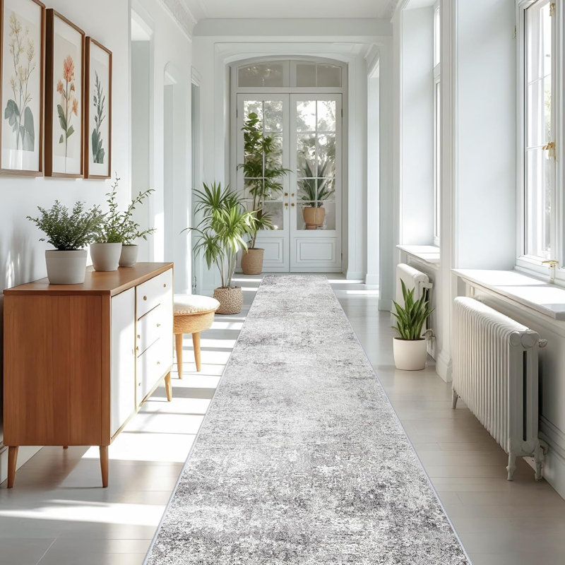 Tapis de couloir lavable - Tapis moderne résistant aux taches pour la lessive, Tapis de couloir 3 pi x 14 pi