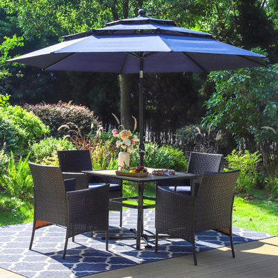Leonard 4 - Person Patio Dining Set with Square Table , Cushions Included