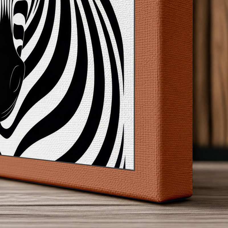 Zebra Face Graphic - Wrapped Canvas, 30x20 - 76.2 x 50.8 cm, Terracotta Border