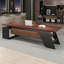 Bureau en bois massif en forme de L brun noyer + noir + acier au carbone avec 3 tiroirs-810097471-810097464