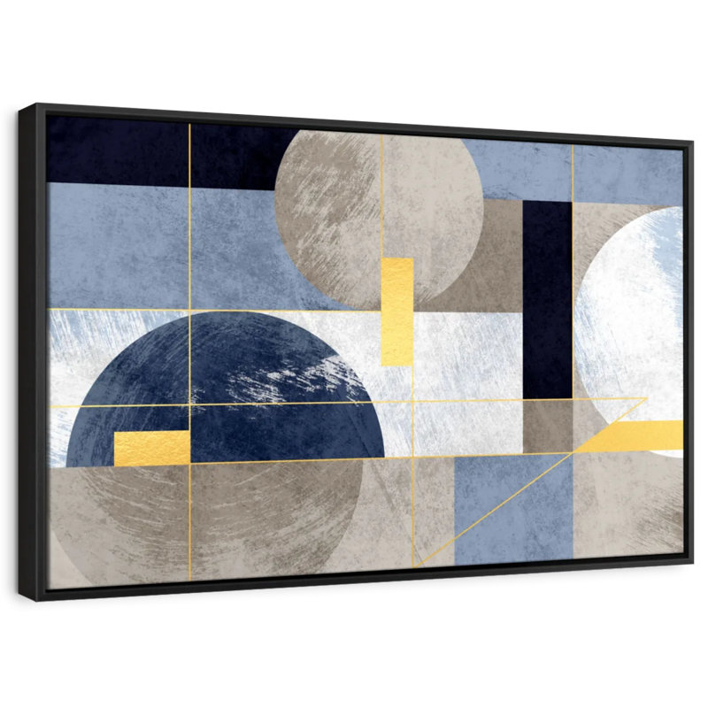 Impression sur toile à cercles dorés, H 19 po x l 13 po