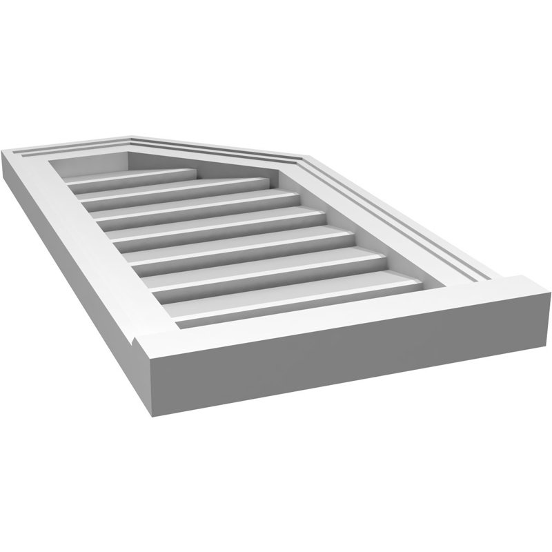 Half Octagon Top Right Surface Mount Signature Urethane Functional Gable Vent, Primed Tan, 26" H x 14" W x 2" D