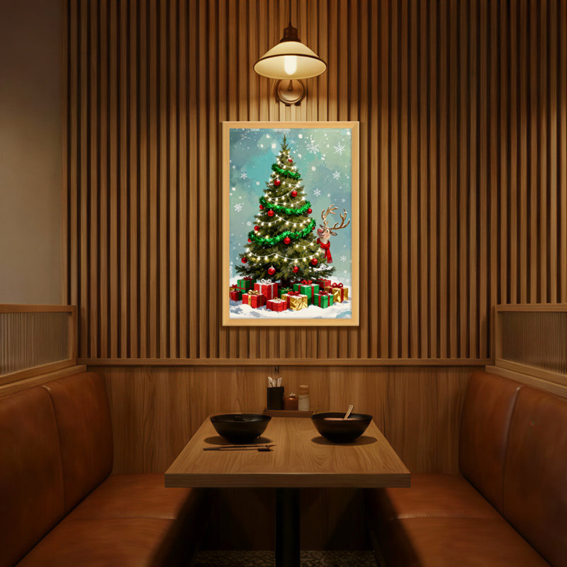 Scène hivernale de Noël, H 24 po x l 16 po