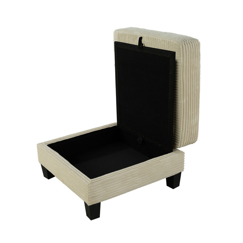 Repose-pieds carré en bois de style contemporain avec pieds en bois et finition beige