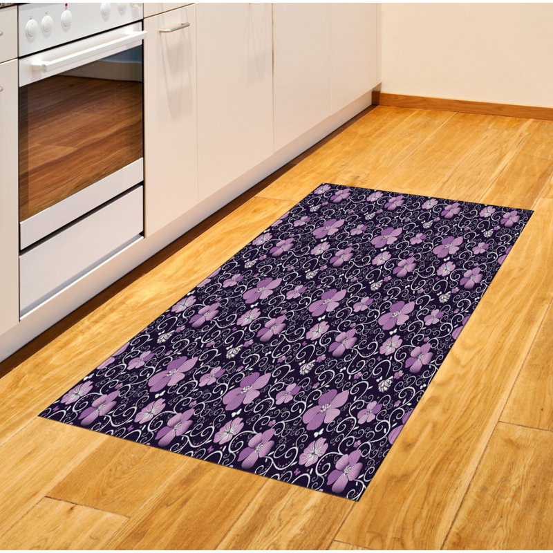 Tapis décoratif floral à haute densité en fibres de polyester, Rectangle 2 pi 7 po x 5 pi
