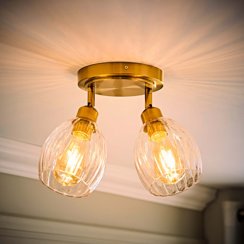 Alaynah Glass Semi Flush Mount, Brushed Gold