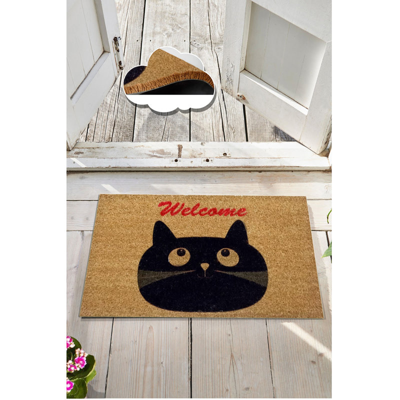 Paillasson 100% coco fait à la main, dessous antidérapant, 15,7 po x 23,6 po | Lavable à la machine à 86 ° F, durable et écologique, parfait pour les vestibules, design élégant pour la maison et le bureau