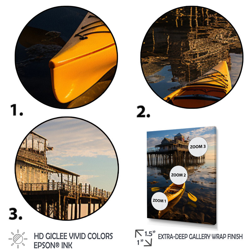 Pier Pier Reflections III " Pier Pier Reflections III ", 32" H x 24" W x 1" D, Black Picture Framed
