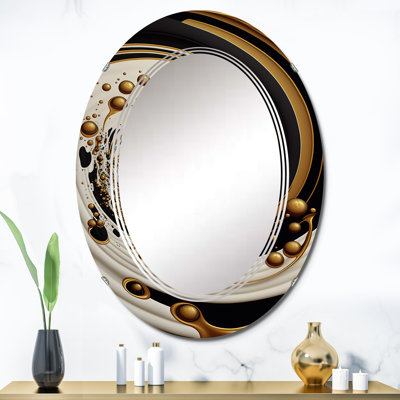 Miroir mural en spirale moderne Piyari noir, argent et or