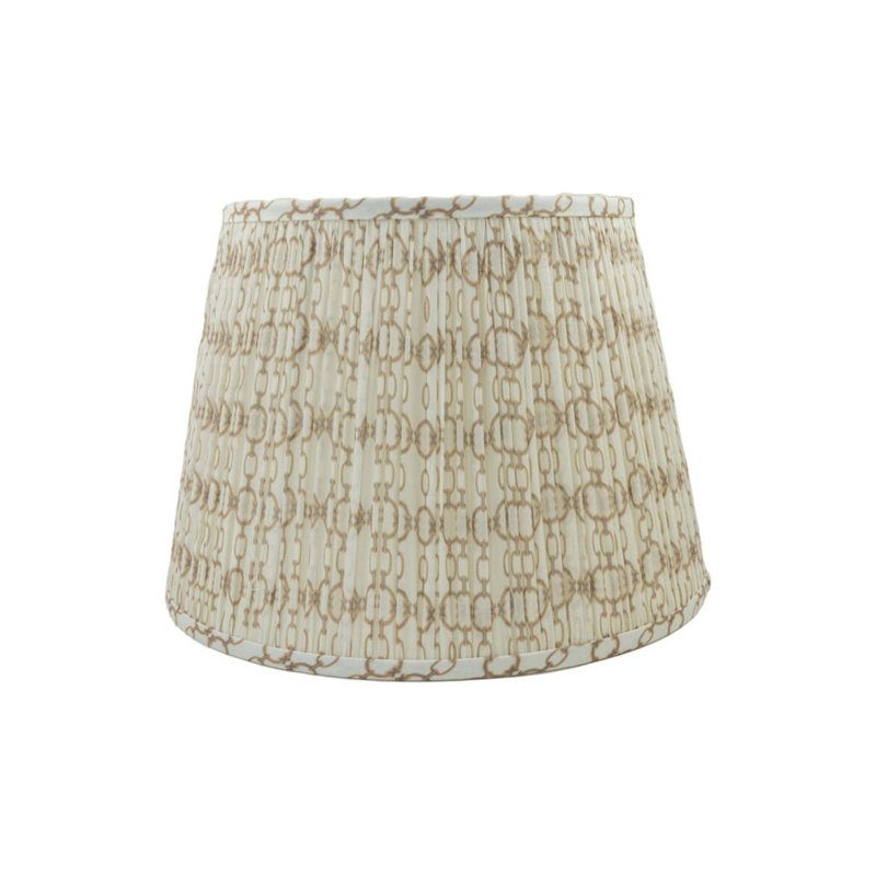 Shirred Link Linen Empire Lamp Shade (Spider), 12" H x 18" W x 18" D, Brown/White