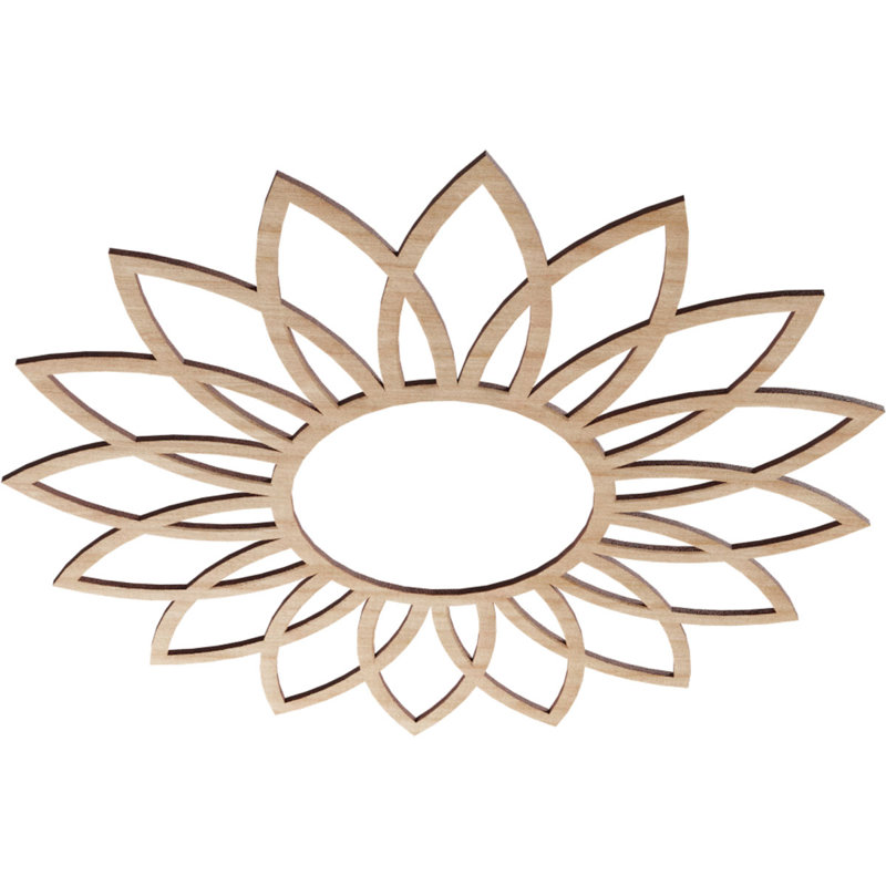 Médaillon de plafond ajouré en bois d'aulne 28 po x 9 3/4 po x P 3/4 po, Aulne, H 26 po x l 26 po x P 0,38 po