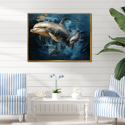 Blue Dancing Dolphines IV - impressions sur toile de dauphins