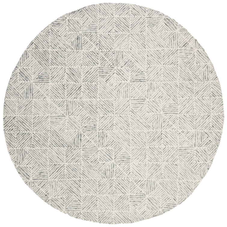 Linsly Geometric Area Rug in Light Green/Ivory