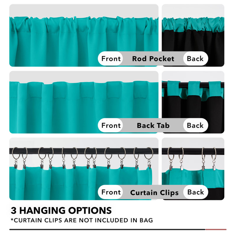 Wingard Blackout Curtain Pair, 52" W x 63" L, Teal Blue