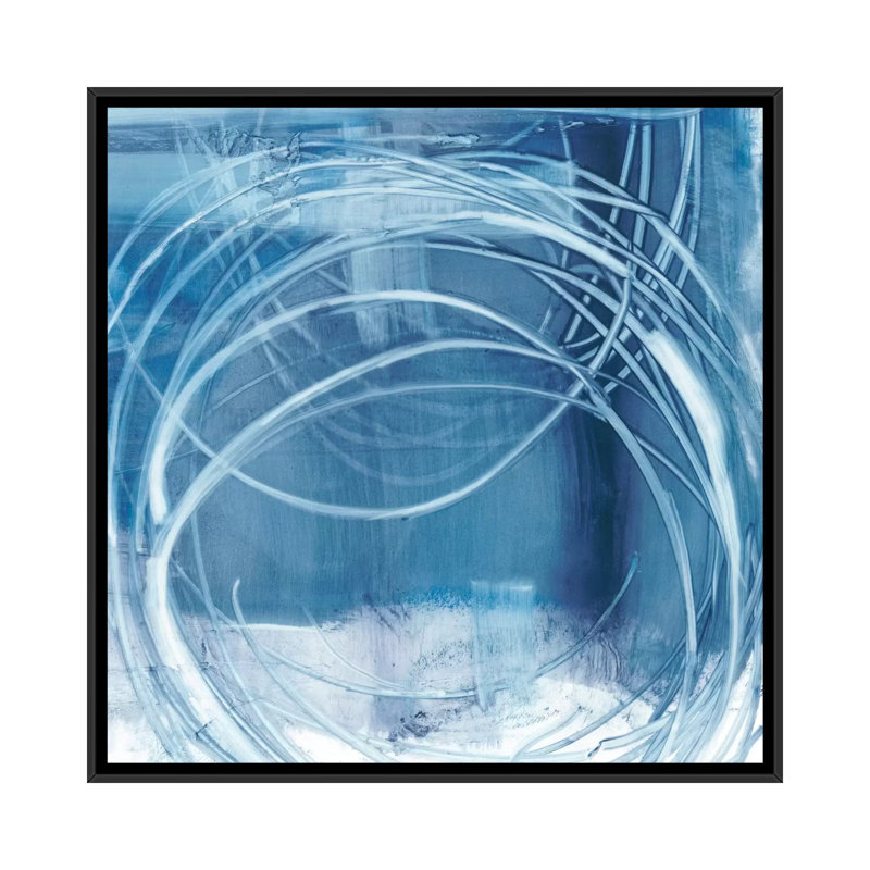 « indigo expression i », impression sur toile, H 26 po x l 26 po x P 1,5 po, Toile encadrée noire, Pas de tapis