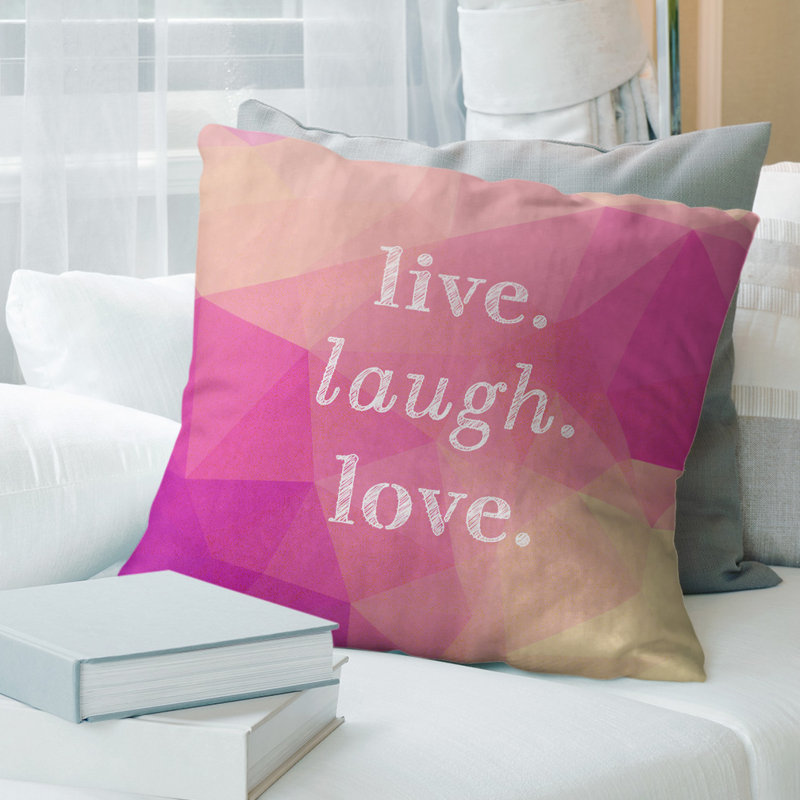 Housse de coussin en simili-pierres de rire vivant love, 26 po x 26 po, Diamant rose, Polyester/ Bourre en polyester