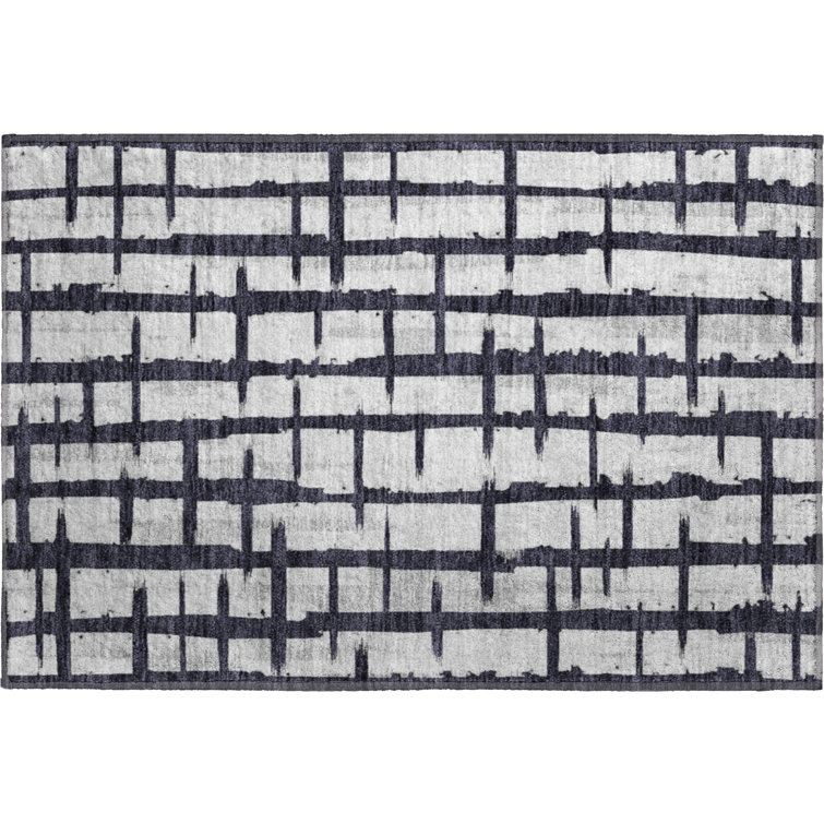 Premium Machine Washable Prisco Black Rug