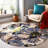 Dichiera Floral Brown/Navy/Cream Non-Slip Rubberback Area Rug-1042338011