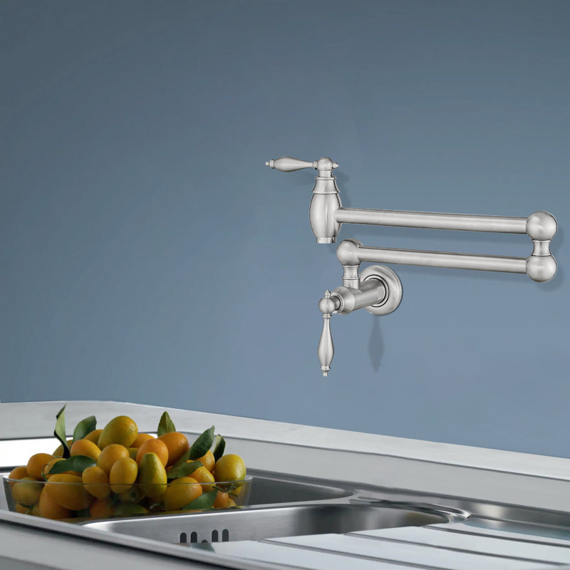 Robinet de cuisine mural, Nickel brossé