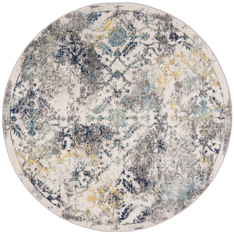 Tapis ivoire / bleu Christa, Rond 6 pi 7 po