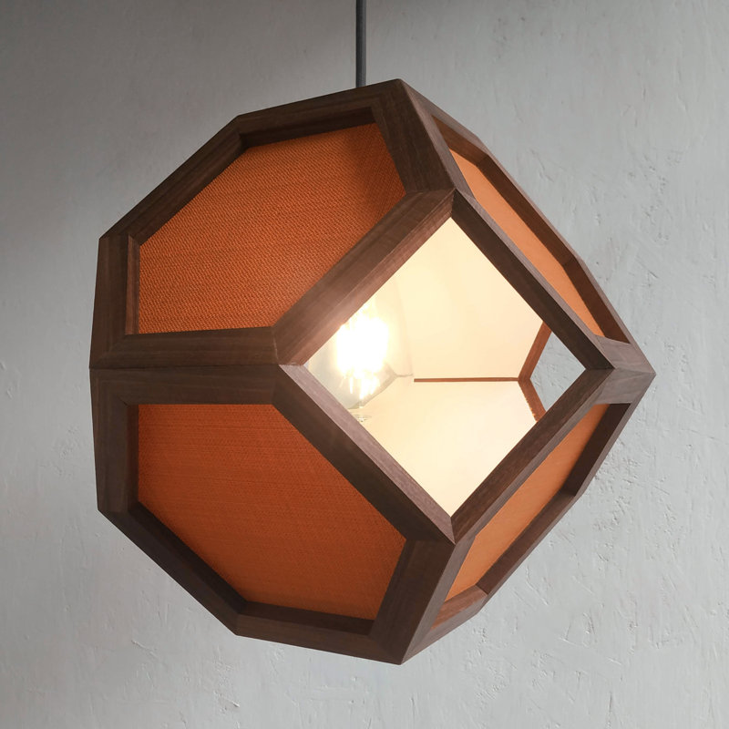 Chew 1 - Light Oil Geometric Pendant, Walnut/Orange