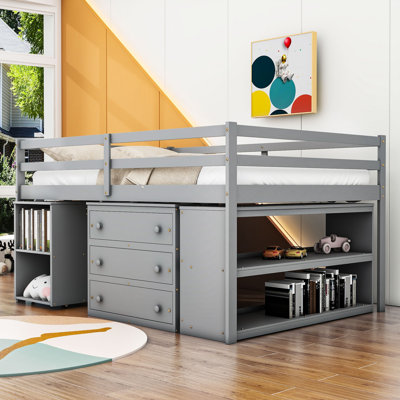 Jandi 3 Drawer Platform Loft Bed with Built-in-Desk by Harriet Bee
