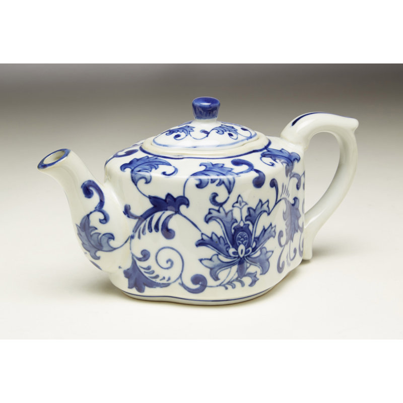 Charlton Home Finkbeiner 28oz. Floral Teapot