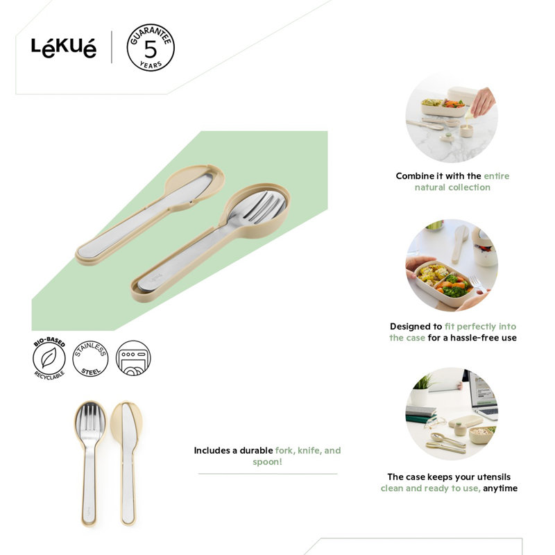 Lékué Natural Cutlery Set with Case