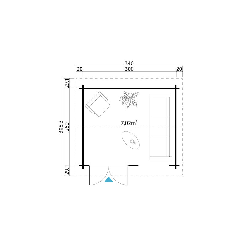 Lasita Alex 10 x 8.5 Ft. Premium Log Cabin With Tempered Double Glazing (44mm), ALEX LIGHT GREY
