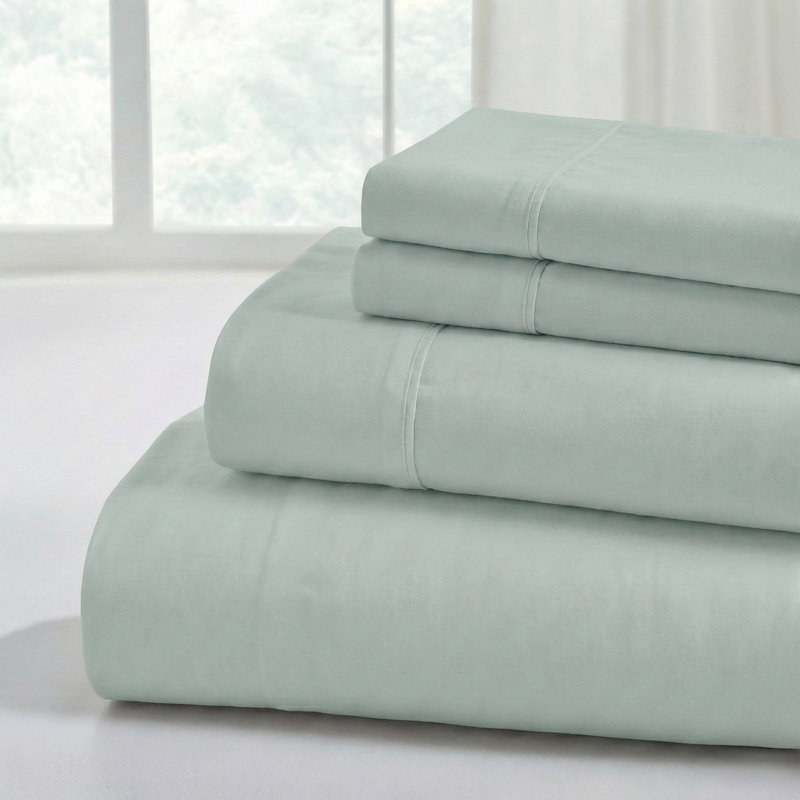 Ensemble de draps en microfibre 4 pièces Modern, Ensemble de draps pour lit double avec 2 taies d'o, Soft Teal