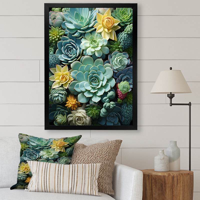 Jeliyah Green Succulents Serenity Garden III, Cadre photo noir, H 40 po x l 30 po x P 1,5 po
