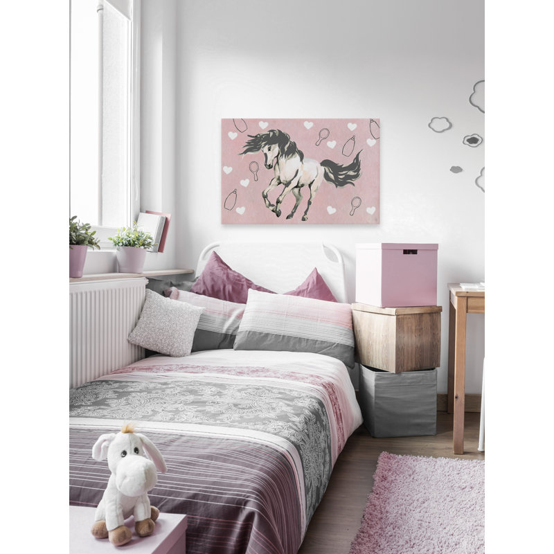 Crownover Grooming Unicorn 1 Piece Wall Art on Canvas, 25cm H x 38cm W