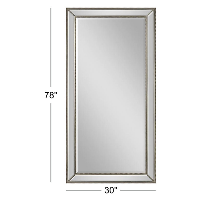  Miroir de plancher pleine longueur argenté biseauté avec cordon en laiton - miroir contemporain mural ou incliné