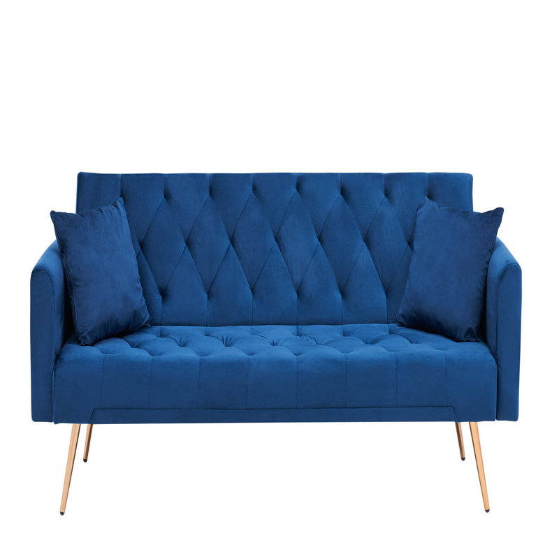 Vassallo 70.95'' Velvet Sleeper Sofa, Blue Velvet