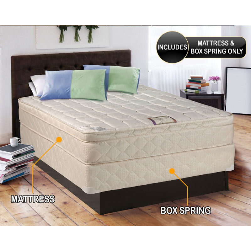 Dream Solutions USA Twin 10'' Medium Innerspring Mattress and Bed Frame Box Spring