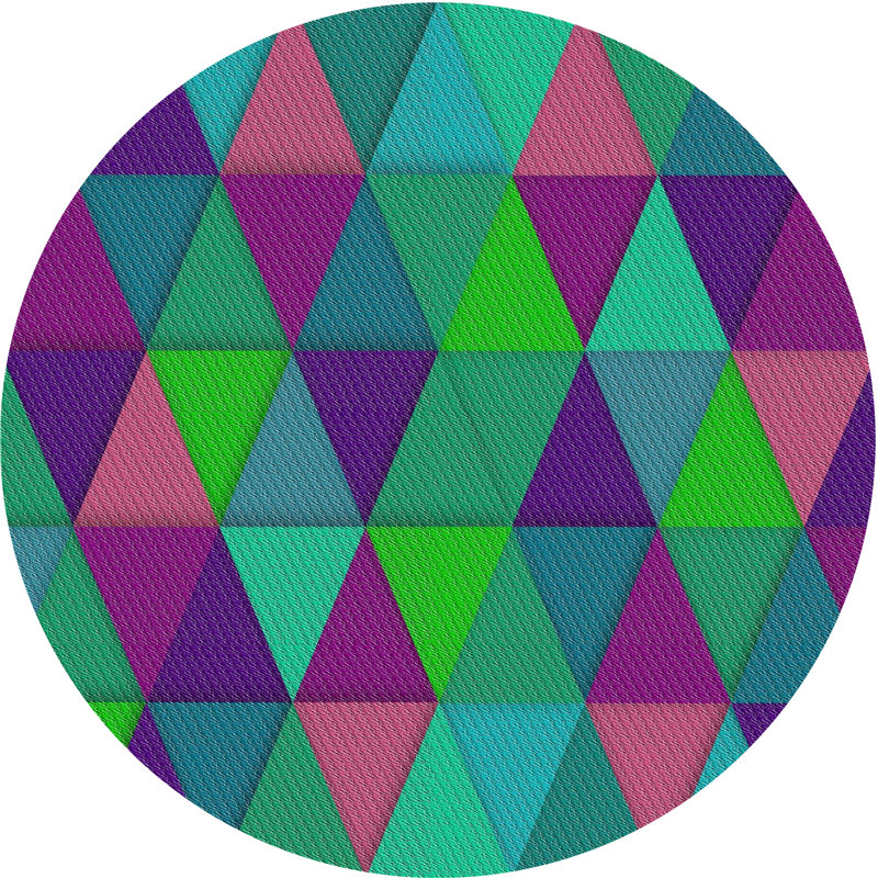 Tapis bleu/vert/rose, Rond 4 pi