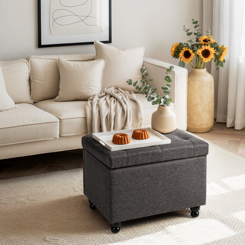 Repose-pieds de rangement avec repose-pieds et tabouret polyvalent, Gris
