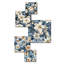Motif floral bleu rétro Finesse - ensemble de 5 décorations murales florales
